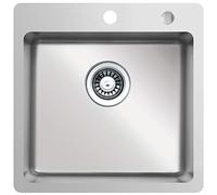 Respekta Chicago Stainless Steel Sink / 1 Basin Built-in Sink in 50 x 50 cm/Stainless Steel Sink Suitable for Base Cabinets from 50 cm Wide