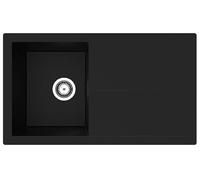 Respekta Cleveland Mineralite Sink in Black / 1 Bowl Built-in Sink in 86 x 50 cm/Sink Suitable for Base Cabinets from 50 cm Wide