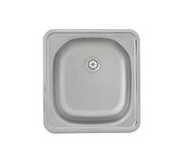 Respekta Dallas Stainless Steel Sink / 1 Basin Built-in Sink in 46.5 x 43.5 cm/Stainless Steel Sink Suitable for Base Cabinets from 40 cm Wide