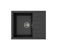 Respekta Houston Mineralite Built-in Sink in Black / 1 Bowl Mineralite Sink 62 x 50 cm/Sink Suitable for Base Cabinets from 50 cm Wide