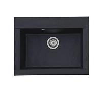 Respekta Ohio Mineralite Sink 66 x 50 cm Single Bowl Suitable for Base Cabinets from 60 cm Wide Black