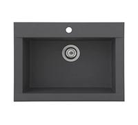Respekta Ohio Mineralite Sink 66 x 50 cm Single Bowl Suitable for Base Cabinets from 60 cm Wide Grey