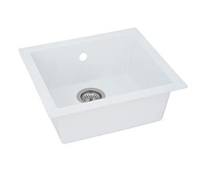 Respekta Ohio Mineralite Sink in White / 1 Basin Built-in Sink in 50 x 44 cm/Suitable for Base Cabinets from 50 cm Wide
