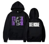 Respeto Hoodies Tate McRae It's Ok I'm Ok Graphic Hoodies Mens Womens Hip Hop Street Hoodies Fashion Style Sweatshirts XS-3XL-Black||M