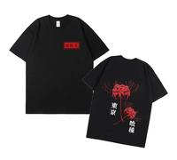 Respeto T-shirt Anime Tokyo Ghoul Spider Lily T-shirt Men Women Cool Kane Kiken Graphic Print T-shirts Oversized Streetwear Couples Tees XS-3XL-Black||XS