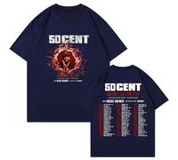 Respeto T-shirt Hip-hop Singer 50 Cent Tour T-shirt Fashion Round Neck Short-sleeved Tee Street Men and Women Cotton T-shirt Hip-hop XS-3XL-Dark blue||M