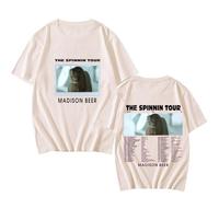 Respeto T-Shirt Madison Beer Men's and Women's Cotton T-Shirt The Spinnin Tour Peripheral Print T-Shirt Universal Fashion Fun Short-Sleeved Pullover T-Shirt Casual Street Fan Gift XS-3XL-Khaki||M