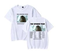 Respeto Unisex-Adults Cotton T-Shirt Madison Beer The Spinnin Tour Peripheral Print T-Shirt Universal Fashion Fun Short-Sleeved Pullover T-Shirt Casual Street Fan Gift XS-3XL-White M