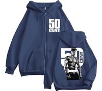 Respeto Zipper Hoodies Rapper 50 Cent Graphic Male Hip Hop Vintage Zip Up Jacket Sweatshirts Casual Fashion Oversized Pullovers Unisex S-XXL-Dark blue||m
