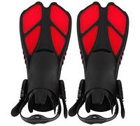 Respicefinem 1 Pair Adjustable Soft Tpr Open Heel Long Diving Flippers For Snorkeling With Reinforced Water Flow Guide Hole And Double Channel Drainage Design Reducing Water