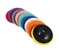 Respicefinem 100mm Wet Diamond Polishing Pads Set 8 Pieces For Granite Concrete Marble Complete Grit Range 50 3000 With M14 Thread Backing Pad