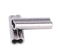 Respicefinem 100pcs Double Barrel Crimp Fishing Line Sleeves 6 Sizes For Wire Leaders And Trolling Rigs Copper Material Silver Finish .4mm 10mm