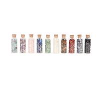 Respicefinem 10Pcs Healing Stone Bottles Assorted Colors Chakra Chip Stones in Glass Jars for Witchcraft DIY Decor Gifts Meditation Collection