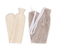 Respicefinem 2000ML Hot Bottle Strip Shaped Rubber Hot Bag for Neck Shoulder Warmth with Soft Cover Ideal for Bed and Travel Use (Brown)