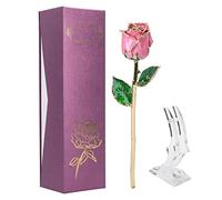 Respicefinem 24K Gold Plated Rose Bouquet Set Real Roses That Last Forever, Comes with A Beautiful Display Stand, Perfect Present for Valentine's Day Engagement and Marriage Proposal