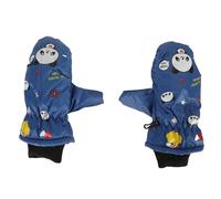 Respicefinem 2pcs Kids Snow Mittens Warm Windproof Thicken Polyester Fleece Cute Pattern Toddler Ski Gloves for Outdoor Walking Running Riding Pink (Blue)