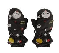 Respicefinem 2pcs Kids Snow Mittens Warm Windproof Thicken Polyester Fleece Cute Pattern Toddler Ski Gloves for Outdoor Walking Running Riding Pink (Black)