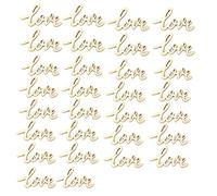 Respicefinem 30pcs Love Script DIY Mini Wood Letter Chips for Romantic Wall Art Craft, Unfinished Natural Wood Decor for Scrapbook, Boho Home Scene Layout, Customizable with Paint