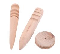 Respicefinem 3Pcs Wood Leather Edge Slicker Burnisher Tool Set Cone Flat Polisher for Leather Craft DIY Smoothing Edges