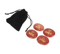 Respicefinem 4 Elements Assorted Stones Engraved with Triangular Symbols Representing Earth Air Fire Water Polished Rune Stones Ideal for Reiki Crystals Healing and Home Decoration (Redstone)