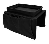 Respicefinem 4 Pockets Sofa Armrest TV Remote Control Organizer Armchair Couch Bag with Cup Holder Tray Ideal for Couch Recliner and Chair Arms in Office Dorm R (Black)