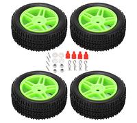 Respicefinem 4pcs 75mm Rc Car Tire U Type Rubber Rc Vehicle Wheel Remote Control Car Tire Compatible With 14 Scale Rc Cars For Thrilling Racing Adventures (Green)