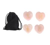 Respicefinem 4Pcs Thumb Worry Stones Rose Quartz Heart Shaped Palm Size Reiki Balancing Stones for Family Meditation Purification Ideal for Relaxing and Anxiety Relief