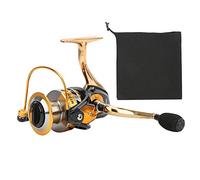 Respicefinem All Metal No Interval Folding Rocker Arm Saltwater Spinning Wheel Fishing Reel Accessory Tool For Rivers Lakes Seas Reservoirs And Pond Suitable For Medium And Large (MT7000 Black Gold)
