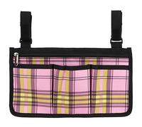 Respicefinem Blue Plaid Wheelchair Multipocket Side Bag A Versatile Storage Solution for Sundries Wallet and Snacks Ideal for Elderly and Disabled Made of Quality Polyester Pongee (Rose red Grid)