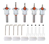Respicefinem Countersunk Drill Bits Set of 5 Adjustable Self Tapping Countersunk Drill Bits for Hardwood, Softwood, MDF, Chipboard and Dense Plywood Excellent Capacity