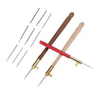 Respicefinem Crochet Hook Latch Beaded Needle Set for Embroidery Beading and Knitting 3 Ergonomic Hooks with 9 Stainless Steel Needles