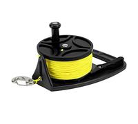 Respicefinem Diving Reels Dive Reel Scuba Dive Reel Dive Wreck Reel Anchor Rope Reel with 83m Nylon Wire Stainless Steel Clip Smooth Wire Feeder for Cave Exile Diving Snorkeling (Black Wheel)