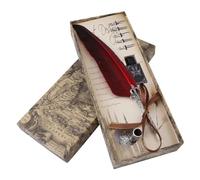 Respicefinem Elegant Art English Calligraphy Set Premium Feather Dip Pen With 5 Nibs Beautifully Packaged In Stationery Box Red