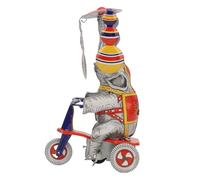 Respicefinem Elephant On Tricycle Tin Toy Retro Iron Handmade Elephant On Tricycle Clockwork Toy for Collection and Nostalgic Display with Wind Up Mechanism and Rotating Flower