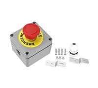 Respicefinem Emergency Stop Button Metal 20A E Stop IP66 Dust proof Water proof Red Push Button for Control Box 80x75x60mm Heavy Duty Industrial Safety Switch