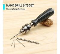Respicefinem Hand Drill Bits Set A 7 in 1 Manual Tool with Premium Quality Material and High Precision Clamping Ideal for Woodworking On Walnut Amber and Plastic with 5 Pcs Twist