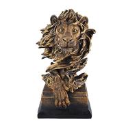 Respicefinem Innovative Vintage Lion Resin Statue Handcrafted Exquisite Sculpture Masculine Home Decor for Living Room Porch Study Office Shelf