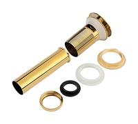 Respicefinem Kitchen Bathroom Basin Sink Solid Brass Pop Up Drain Stopper With Overflow Hole Golden Not Easy To Smooth Push Button Operation Wa