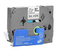 Respicefinem Label Tape Ribbon for Printer With Matte Silver Base And 12mm Black Print Ideal For Labeling Needs Offers Sufficient Length Durable Performance And Uniform Inking