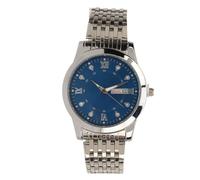 Respicefinem Men Skeleton Watches Stainless Steel Analog Quartz Moon Phase Male Watch Watch for Men Quartz Day Date Casual Luxury Luminous Fashion Dress Watch with Allo (Silver Blue)