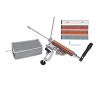 Respicefinem Metal Fixed Angle Sharpener 006 4-Grindstone 360° Rotation Tool for Sharpening and Polishing with Cast Aluminum and Stainless Steel Construction