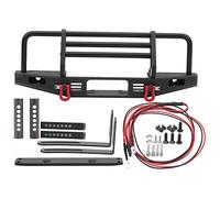 Respicefinem Metal Front Bumper With 2 Led Round Lights Fit For 1 10 Rc Car Accessory Made Of Quality Metal High Hardness Not Easy To Break Installation Height Adjustable Approach