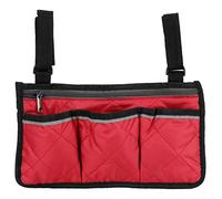 Respicefinem Multifunctional Navy Blue and Wine Red Wheelchair Side Hanging Bag Office Chair Storage Bag Armrest Pouch Organizer Made of Polyester Pongee with Light Line Design and (Wine Red)