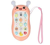 Respicefinem Music Phone Toy Volume Adjustable Soft Wear Educational Music Teething Toy Gift Blue Suitable for Children (Coral Red)