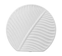 Respicefinem Nordic Leaves Pattern Ceramic Vase - Flat Leaf Porcelain Decor for Living Room Office Desktop TV Stand Scandinavian Home Accent Minimalist Decorative Vase White Ceramic Flower Vase for Mo