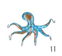 Respicefinem Octopus Wall Hook Unique Shape Cast Iron Metal Double Hooks for Organizing Coats Towels Keys in Bedroom Bathroom Kitchen Balcony Space Saving Decorative Holder