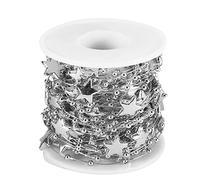 Respicefinem Pearl Bead Roll 10 Meters Bead Chain ABS Electroplated Five Pointed Star Decorative String For Wedding Crafts Home Decor Silver