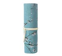 Respicefinem Pen Bag Pencil Case Chinese Ancient Retro Style Large Capacity Stationery Supply Foldable Antiquities Pencil Storage Bag for Students Artists Office Workers Linen Deer (Flor Simple)
