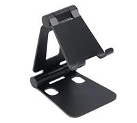 Respicefinem Phone Holder with Ergonomic Design and AntiSlip Gel for Stable Desktop Support - Ideal for Smartphones and Tablets in Office, Home, Library or Café Use (S4 black)