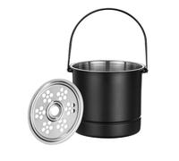 Respicefinem Professional Stainless Steel Ice Bucket With Filter Plate Thickened Metal Ice Holder For Cocktail Bars Restaurants Parties 1L Capacity Ice Bucket 350g (Black)
